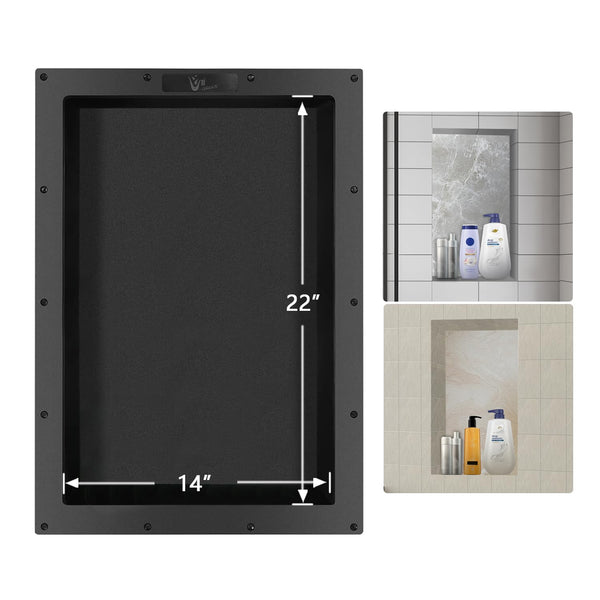 Ready Tile Shower Niche Shelf 17"X25"X4"（Inside 14"X22"） - UGRN101 - Black - Brand New
