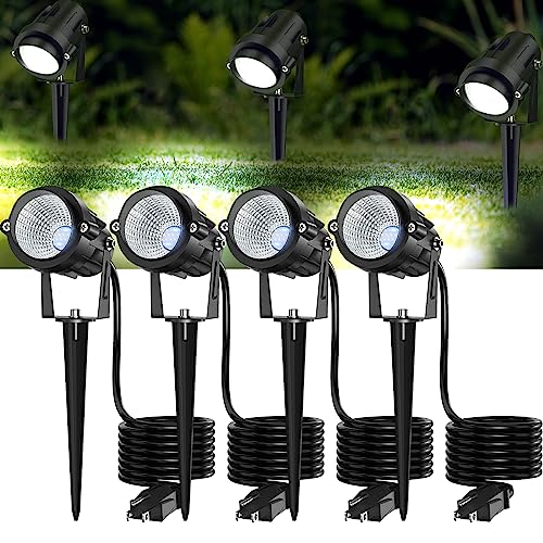 HIGH BRIGHTNESS 1000LM OUTDOOR SPOT LIGHTS 6500K 4.9FT ELECTRIC CORD 4 PACK - Like New