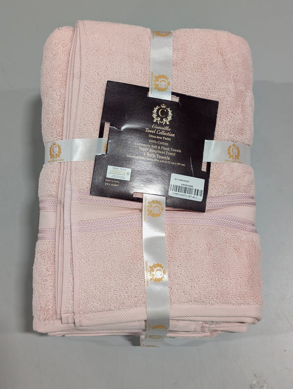 CAMILLA TOWEL COLLECTION FOR BATHROOM - 4 PACK - PINK - Brand New