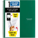 FIVE STAR WIREBOUND NOTEBOOK, 8.5" X 11", COLLEGE RULED, 100 SHEETS, GREEN - Like New