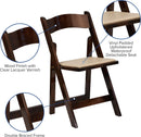 GENERIC 4 PACK WOOD FOLDING CHAIR WITH DETACHABLE VINYL PADDED SEAT - FRUITWOOD - Like New