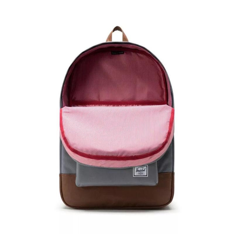 HERSCHEL HERITAGE BACKPACK SYNTHETIC LEATHER 21.5L - GRAY/TAN - Like New
