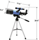 ToyerBee 70mm Aperture (15X-150X) Portable Refractor Telescopes - BLUE Like New
