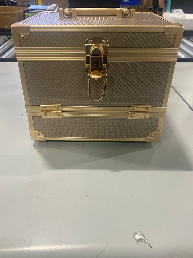 GENERIC 8" PINK PULLOUT MAKEUP CASE WITH KEY - ROSE GOLD - Like New