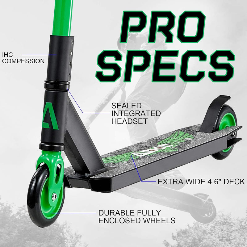 ALBOTT Pro Scooters Stunt Scooter for Kids 8+ - Black and Green Like New