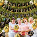 50th birthday decorations for men women - (76pack) black gold party Banner - Like New