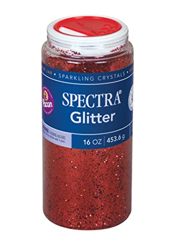 SPECTRA ARTS & CRAFTS GLITTER, RED, 16 OZ., 1 JAR - Brand New