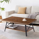 OLEESLEEP COCKTAIL TABLE METAL LEGS RUSTIC BROWN RUSTIC BROWN 18TB01S - Like New