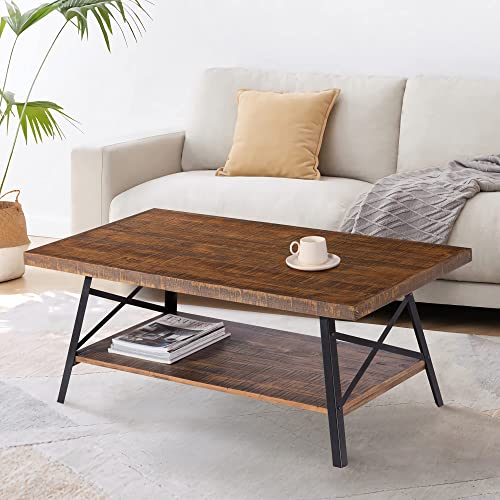 OLEESLEEP COCKTAIL TABLE METAL LEGS RUSTIC BROWN RUSTIC BROWN 18TB01S - Like New