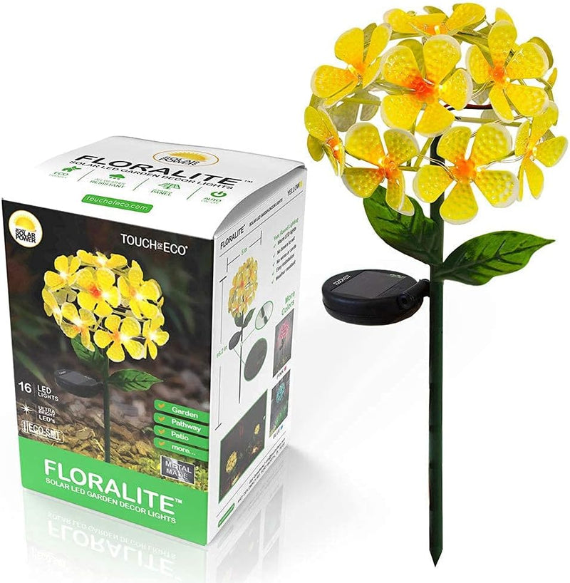 TOUCH OF ECO - Solar LED Metal Flower Stake Light TOE301 - YELLOW Like New