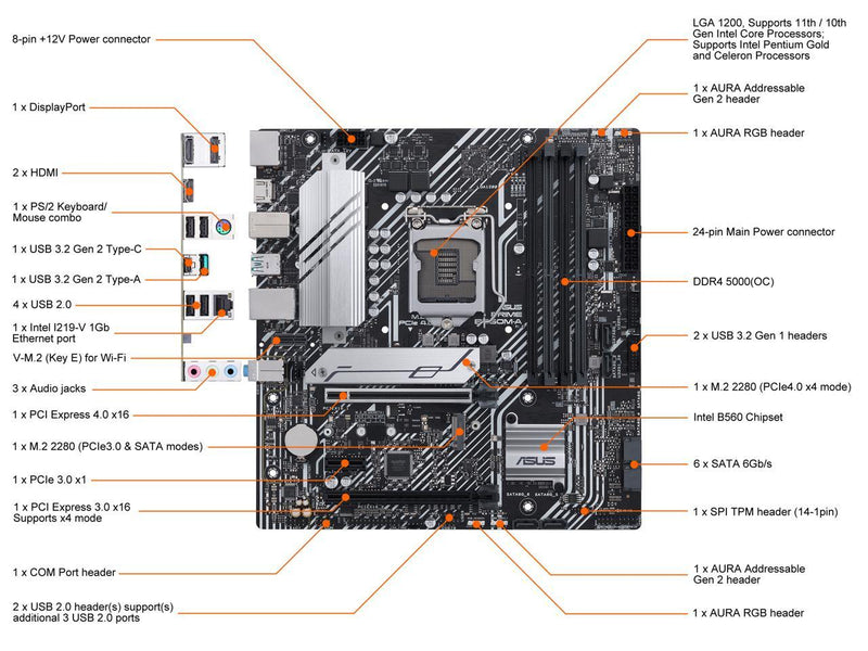 ASUS Prime B560M-A LGA 1200 (Intel 11th/10th Gen) micro ATX motherboard