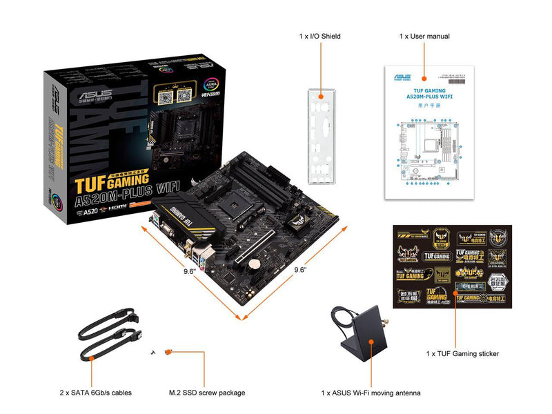ASUS TUF Gaming A520M-PLUS (WiFi) AMD AM4 (3rd Gen Ryzen) microATX Gaming