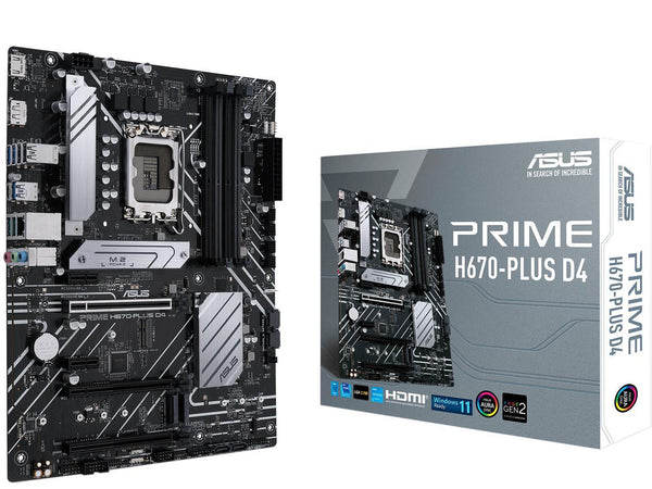 ASUS PRIME H670-PLUS D4 LGA 1700 (Intel 12th & 13th Gen) ATX Motherboard (PCIe