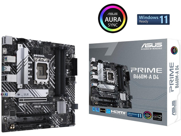 ASUS Prime B660M-A D4 LGA 1700(Intel 12th Gen) mATX Motherboard (PCIe