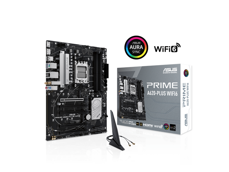 PRIME A620-PLUS WIFI6 AMD A620 AM5 ATX motherboard, DDR5, PCIe 4.0 support, dual