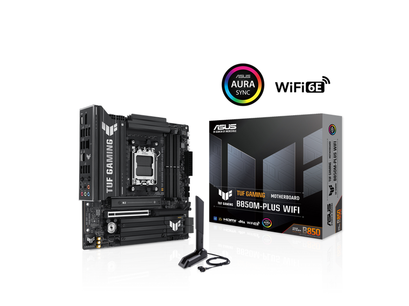 ASUS TUF GAMING B850M-PLUS WIFI AMD AM5 B850 mATX motherboard, 14+2+1 80A DrMOS