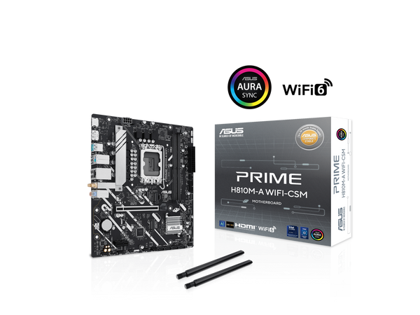 ASUS PRIME H810M-A WIFI-CSM Intel H810 LGA 1851 mATX motherboard, 6+1+1+1