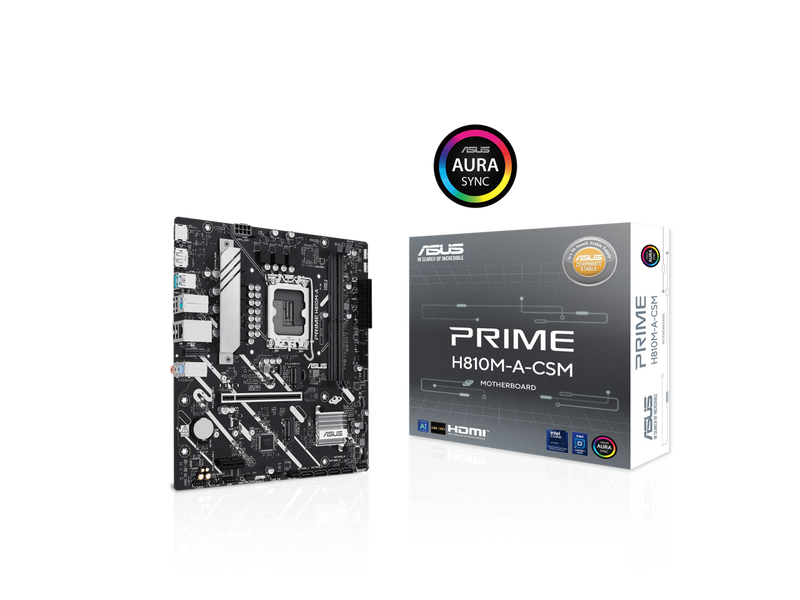 ASUS PRIME H810M-A-CSM Intel H810 LGA 1851 mATX motherboard, 6+1+1+1 Discrete