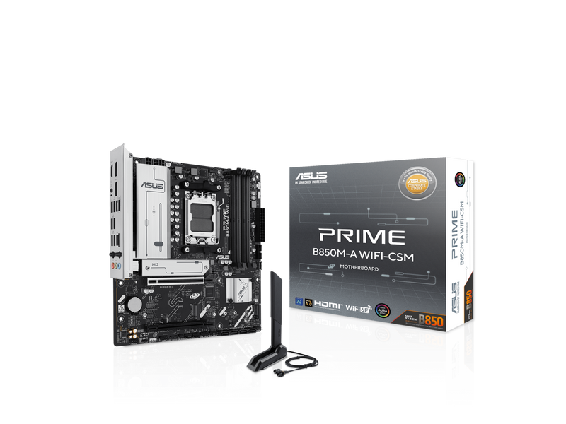 ASUS PRIME B850M-A WIFI-CSM AMD AM5 B850 mATX motherboard, DDR5, PCIe 5.0 Ready,