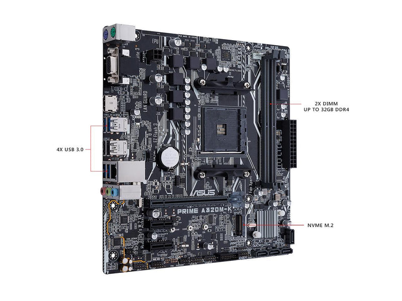 ASUS PRIME A320M-K AMD Ryzen AM4 DDR4 HDMI VGA M.2 USB 3.1 Micro-ATX