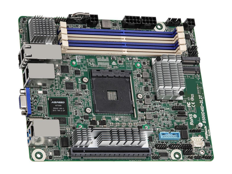 AsRock Rack B550D4ID-2L2T Deep mini-ITX Server Motherboard AMD Ryzen 5000 Series