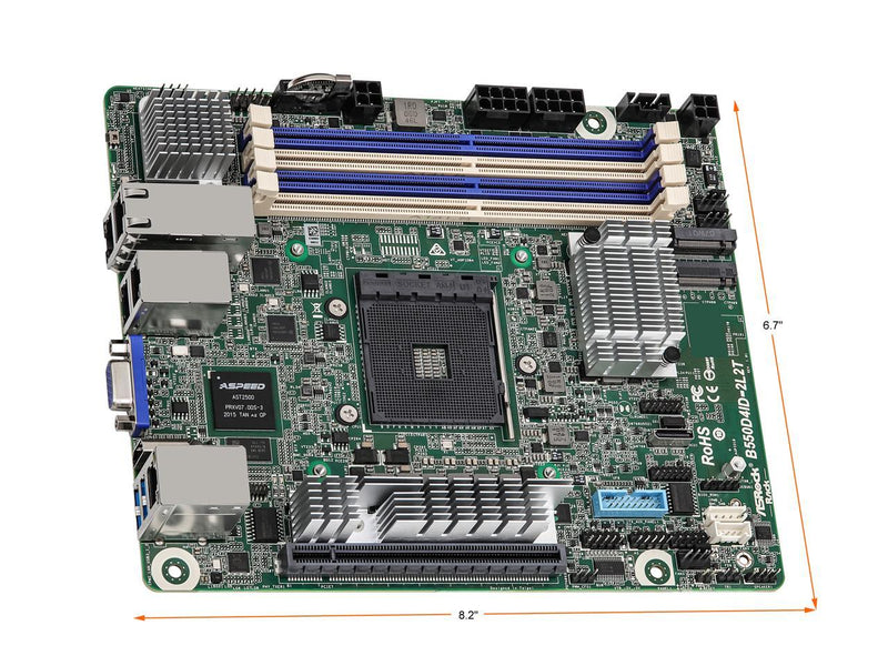 AsRock Rack B550D4ID-2L2T Deep mini-ITX Server Motherboard AMD Ryzen 5000 Series