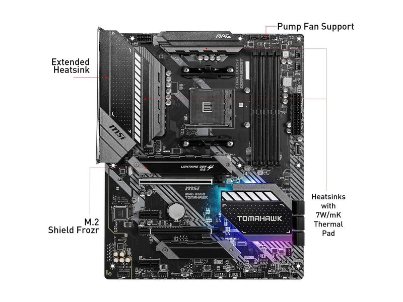 MSI MAG B550 TOMAHAWK Gaming Motherboard (AMD AM4, DDR4, PCIe 4.0, SATA