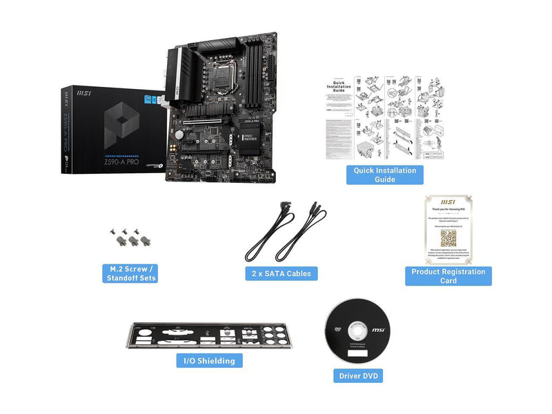 MSI Z590-A PRO LGA 1200 Intel Z590 SATA 6Gb/s ATX DDR4 PCIe 4.0 2.5G LAN Intel