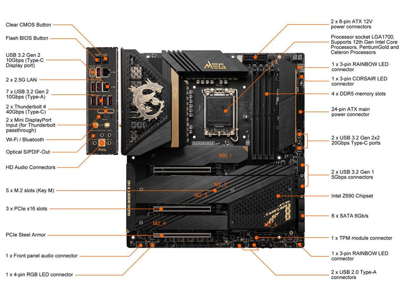 MSI MEG Z690 ACE DDR5 LGA 1700 Intel Z690 SATA 6Gb/s Extended ATX Intel