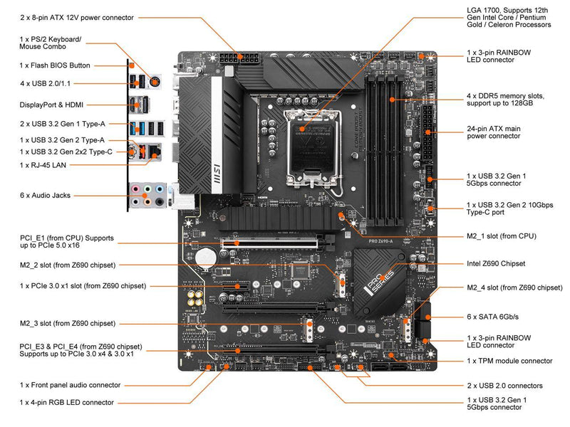 MSI PRO Z690-A LGA 1700

* Dedicated LGA1700 mounting bracket is required. Intel