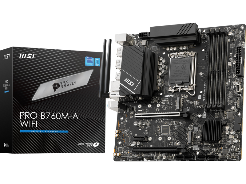 MSI PRO B760M-A WIFI LGA 1700 Intel B750 SATA 6Gb/s DDR5 mATX Motherboard ,Wi-Fi
