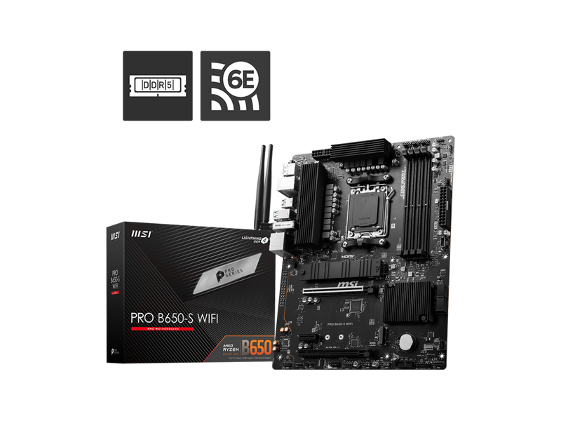 MSI PRO B650-S WIFI AM5 AMD B650 Ryzen 7000 DDR5 PCI-E x16 slot  Wi-Fi 6E