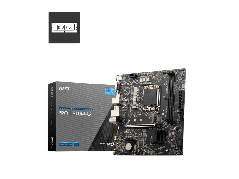 MSI PRO H610M-G LGA 1700 Intel H610 SATA 6Gb/s Micro ATX Motherboard 2x DDR5