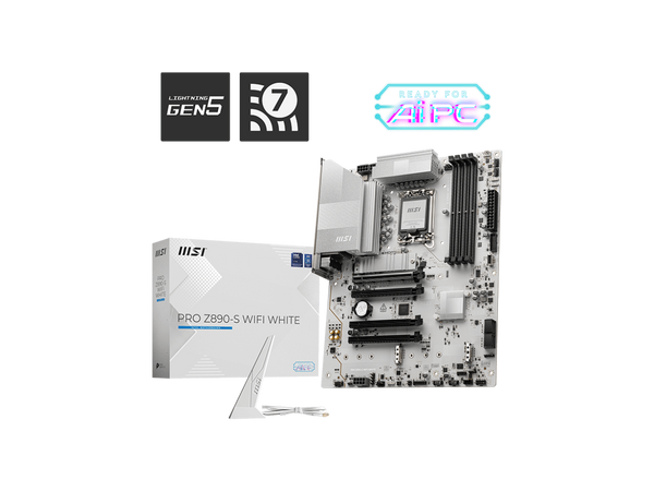 MSI PRO Z890-S WIFI WHITE INTEL Z890 LGA 1851 4x DDR5  4x PCI-E x16 slot  3x
