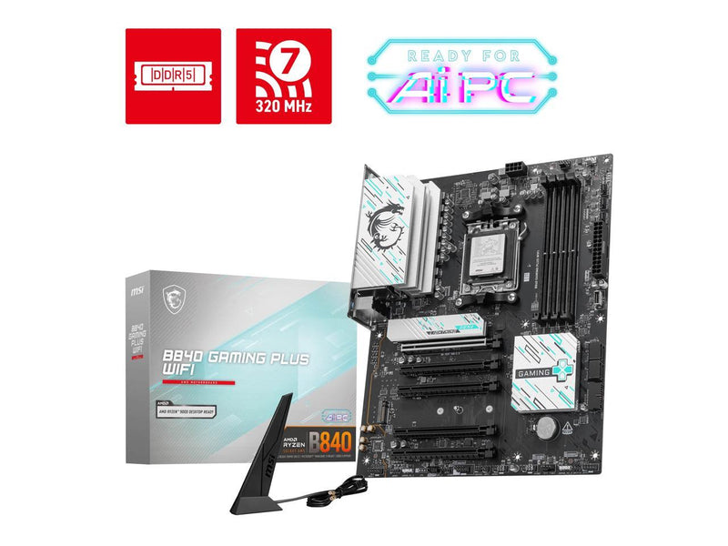 MSI B840 GAMING PLUS WIFI AM5 AMD B840 SATA 6Gb/s 2.5G Network Wi-Fi 7 DDR5 Dual