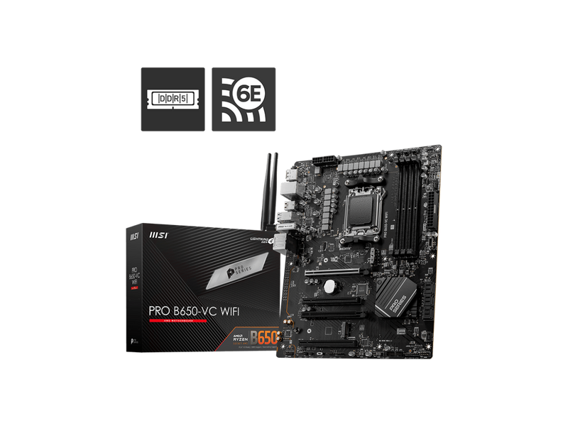 MSI PRO PRO B650-VC WIFI AM5 AMD B650 SATA 6Gb/s DDR5 ATX (22) Motherboards -