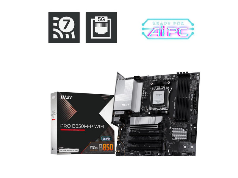 MSI PRO B850M-P WIFI AM5 AMD B850 support PCIe 5.0 SATA 6Gb/s Displayport1.4