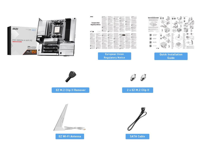 MSI PRO B850M-A WiFi PZ Motherboard, mATX - Supports AMD Ryzen 9000/8000/7000