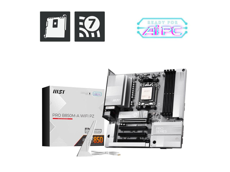 MSI PRO B850M-A WiFi PZ Motherboard, mATX - Supports AMD Ryzen 9000/8000/7000