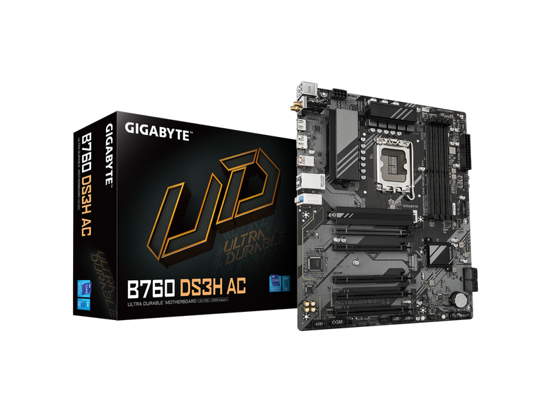 GIGABYTE B760 DS3H AC LGA 1700 Intel B760 ATX Motherboard with DDR5,  M.2, PCIe