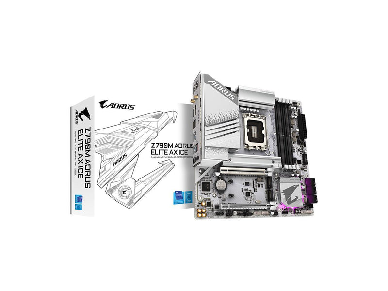 GIGABYTE Z790M AORUS ELITE AX ICE LGA 1700 Intel Z790 M-ATX Motherboard with