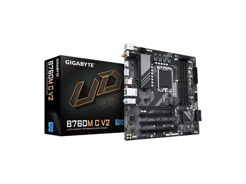 GIGABYTE B760M C V2 LGA 1700 Intel B760 M-ATX Motherboard with DDR5, Triple M.2,