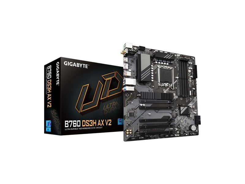 GIGABYTE B760 DS3H AX V2 LGA 1700 Intel B760 ATX Motherboard with DDR5, Dual