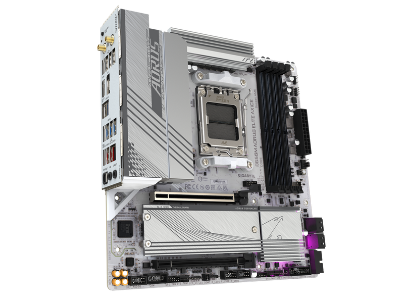 GIGABYTE B650M AORUS ELITE AX ICE AM5 LGA 1718 AMD B650 M-ATX Motherboard, DDR5,