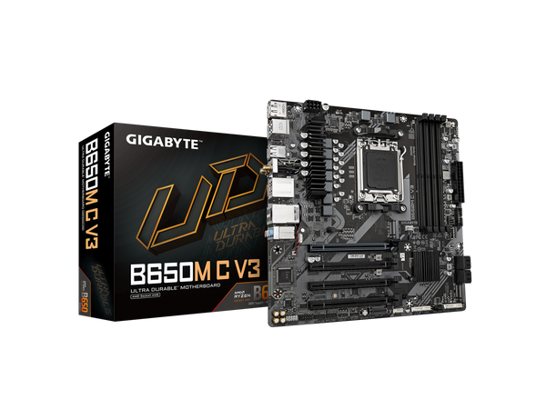 GIGABYTE B650M C V3 (rev. 1.0) AM5 LGA 1718 AMD B650 M-ATX Motherboard, DDR5,