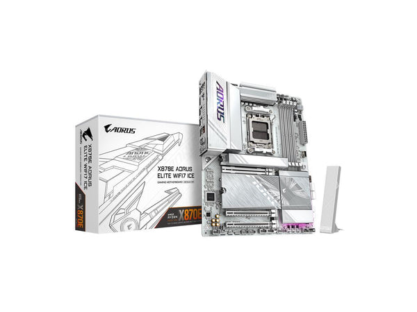 GIGABYTE X870E AORUS ELITE WIFI7 ICE AMD AM5 LGA 1718 Motherboard, ATX, DDR5, 4x