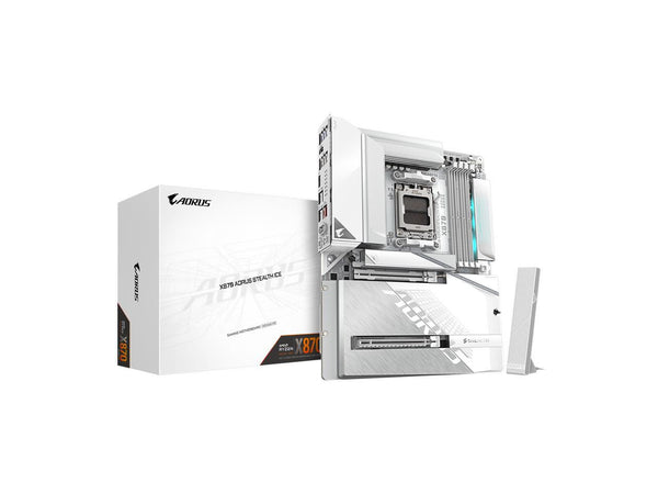 GIGABYTE X870 AORUS STEALTH ICE AMD AM5 Motherboard, ATX, DDR5, 4x M.2, PCIe