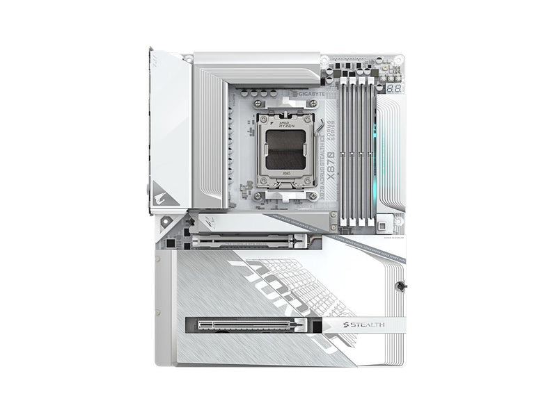 GIGABYTE X870 AORUS STEALTH ICE AMD AM5 Motherboard, ATX, DDR5, 4x M.2, PCIe