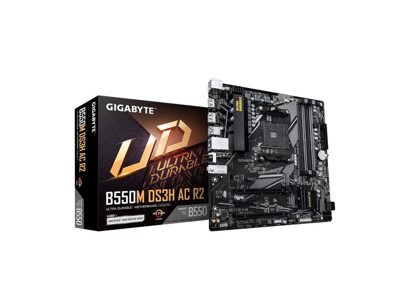 GIGABYTE B550M DS3H AC R2 Supports AMD AM4 Ryzen 5000 G-Series, AMD Ryzen 5000
