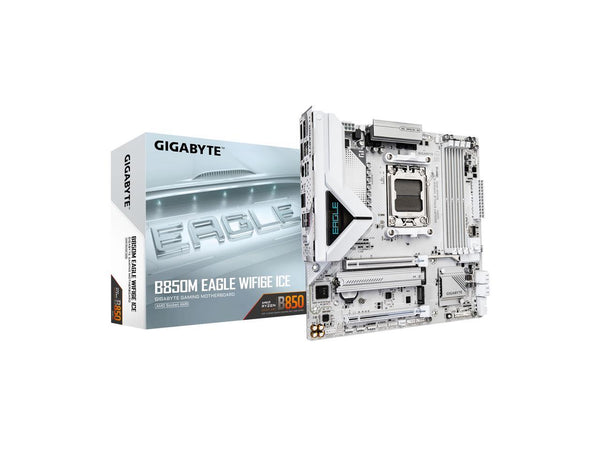 GIGABYTE B850M EAGLE WIFI6E ICE AMD AM5 Motherboard, M-ATX, DDR5, 2x M.2, PCIe